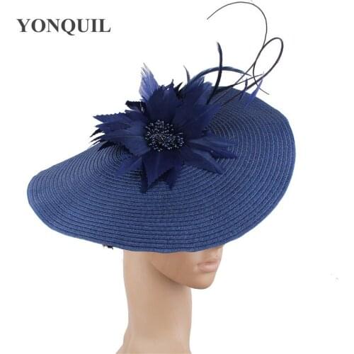 Women New Kenducky Navy Party Tea Millinery Church Fascinators Chapeau Hair Accessories Wedding Race Event Floral Headwear
