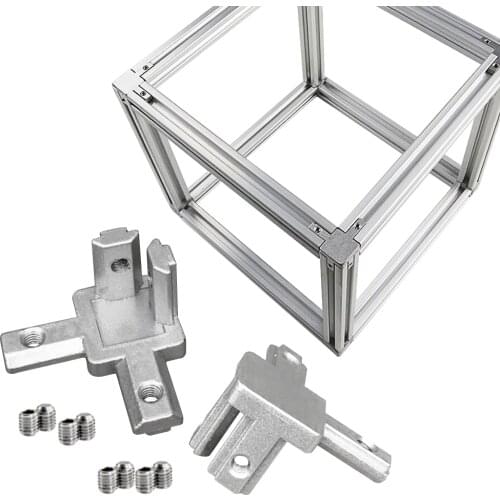 1 Set Black And Silver All Series 3-Way End Corner Bracket Connector with Screws for Standard T Slot Aluminum Extrusion