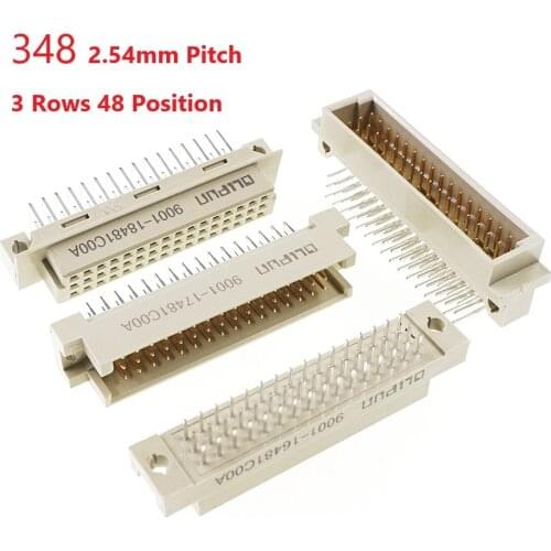 1 pcs DIN 41612 Connector 48 Positions 2.54 mm Female Socket Male Pin Right Angle Straight Through Hole PCB Mount 3x16 Pin 3 Row