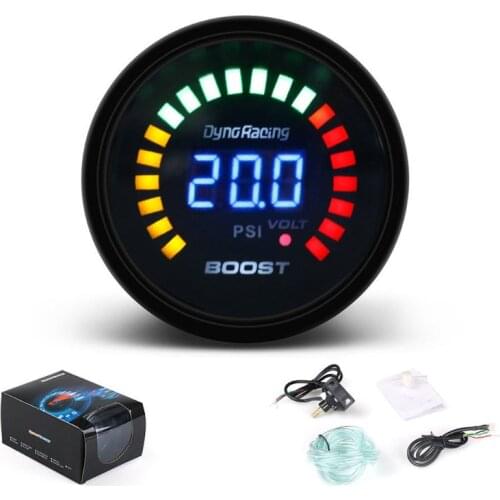 2" 52mm 12V Digital Car Auto Turbo Boost Gauge -15-45 Psi LED Turbo Boost Gauge Car Turbo Pressure Monitor with Sensor