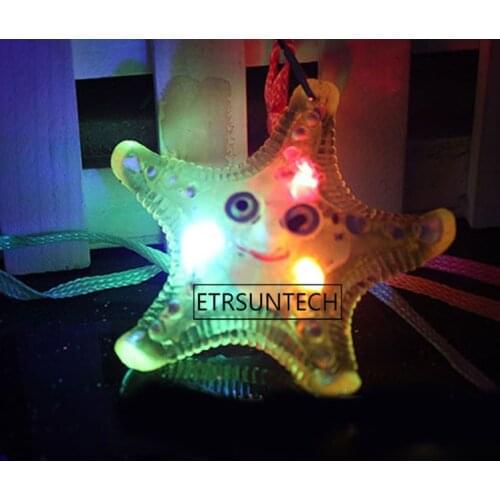 200pcs Starfish LED Flashing Necklace Pendants Kids Adults Glowing Favor Gift Toys Glow Party Supplies Christmas Navidad