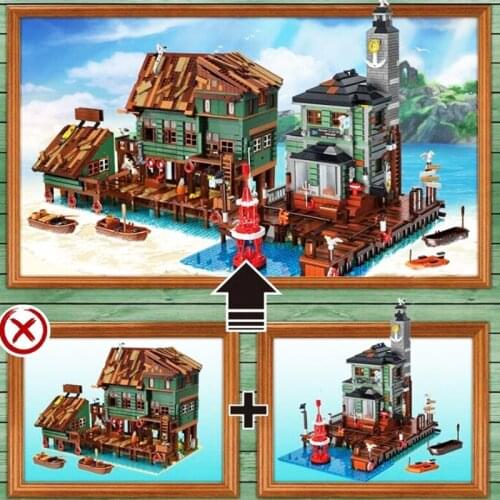 30104 Fishermans Wharf View Series Bricks Assemble Toys Diving Shop Model MOC Building Blocks With Figures Kit Christmas Gifts