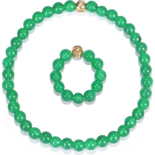 4MM Green Chalcedony Bead Bracelet Natural Stone Elastic Charm Jewelry Set Yoga Bracelet