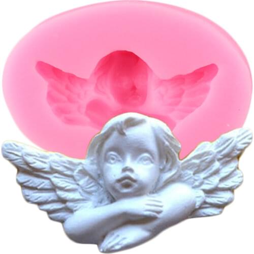 Angel Frame Silicone Molds Cupcake Topper Fondant Mold Baby Birthday Cake Decorating Tools Candy Clay Chocolate Gumpaste Mould