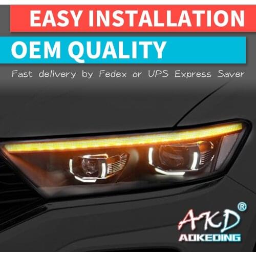 2 PCS Car Goods ForVolkswagen T-ROC T ROC TROC 2018 2019 2020 Head lamp LED Headlight LED Dual Projector