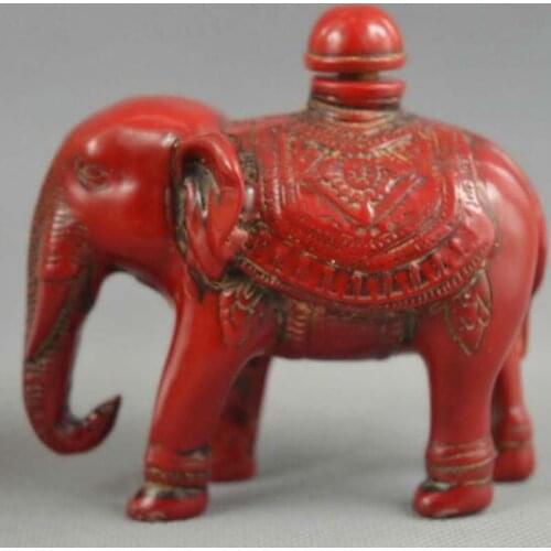 Asia Coral Carve Lifelike Elephants Rare Delicate Lucky Amusing Snuff Bottle