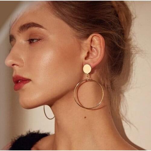 Big Gold Statement Earrings For Women Metal Trendy Luxury Fashion Female Jewlery Top Design Vintage Earring Hanging Earrings