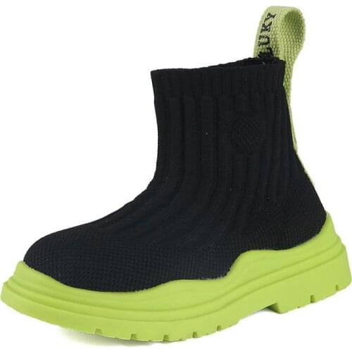 CUZULLAA Autumn Kids Boys Breathable Air Mesh Ankle Boots Colorful Sole Sports Shoes Children Girls Flat High Shoes Size 26-36