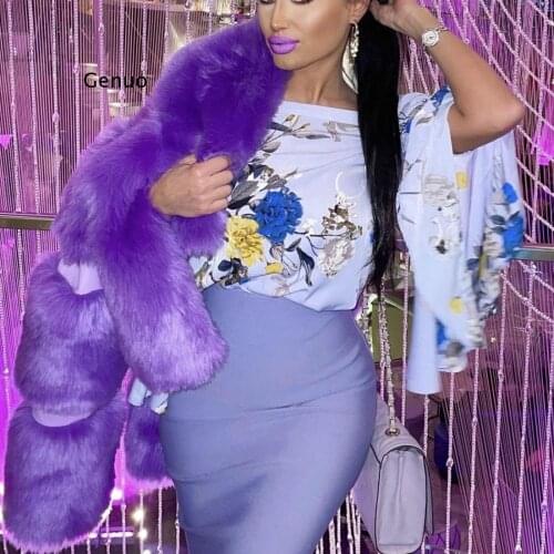 Black Imitation Leather Fox Fur Jacket Short Women Winter Outwear Thick Warm Faux Fox Fur Coats Plus Size Fluffy Overcoat New