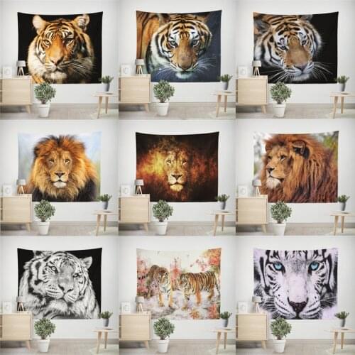 Lion Tiger Tapestry Colorful Animal Tapestry Wall Hanging Lion and Tiger Printed Decoration