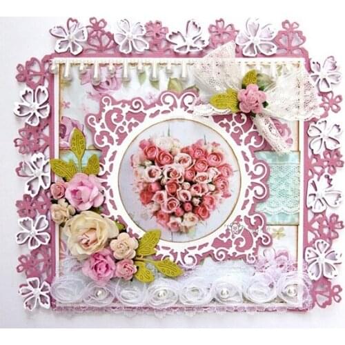 New 4Pcs Flower lace frame Metal Cutting Dies Stencils DIY Scrapbooking Paper/photo Cards Embossing Dies
