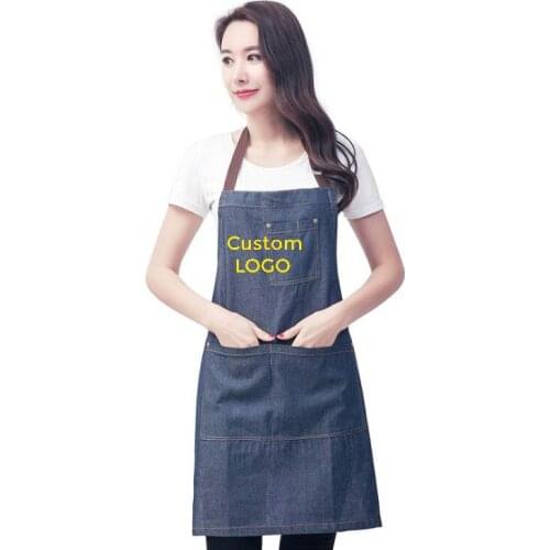 5pcs a lot Kitchenware Service Aprons Custom print LOGO female Apron skirt restaurant uniform Men/Women Kitchen accessories