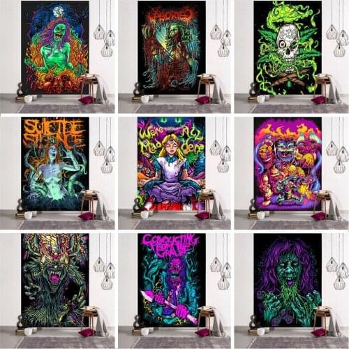 Witch Zombie Tapestry Bedspread A Fairy Tale Halloween Fabric Mural Living Room Carpet Wall Coverings Hippie Macrame Decorate