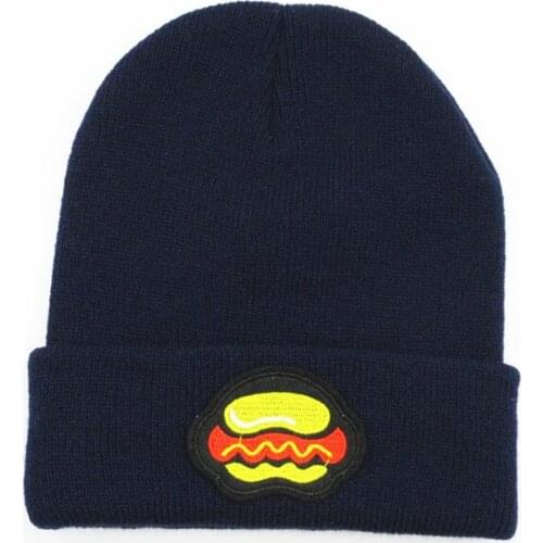 Hot dog embroidery Thicken knitted hat winter warm hat Skullies cap beanie hat for men and women 244