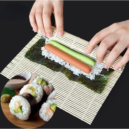 Sushi Tools Sushi Rolling Roller Bamboo Material Rolling Mats Sushi Maker DIY and A Rice Paddle Japanese Foods