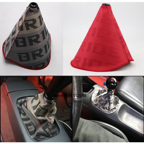 JDM Bride High Quality Hyper Fabric Shift Boot Racing Shift Knob Cover for Universal Car With Red Stitching