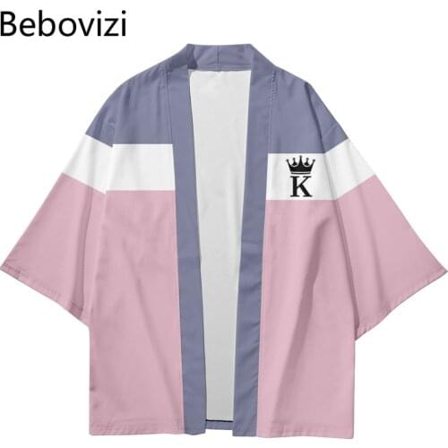 Kimono Streetwear Men Women Cardigan Haori Yukata Tops Robe Clothes 2021 Plus Size Fashion Striped Poker Beach Japanese Style