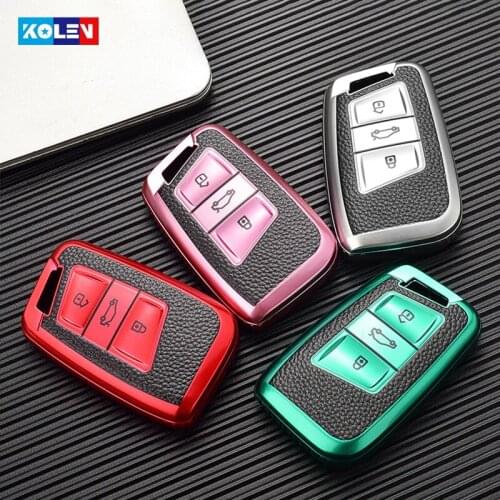 Leather + TPU Car Remote Key Full Cover Case Shell Fob For VW Volkswagen Magotan Passat B8 Skoda Superb Kodiaq A7 Accessories