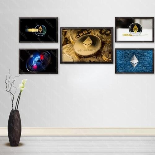 Crypto Currency EthereumPosters Wall Art Decor Picture Modern Home Room Decoration Quality Canvas Painting More Size Custom