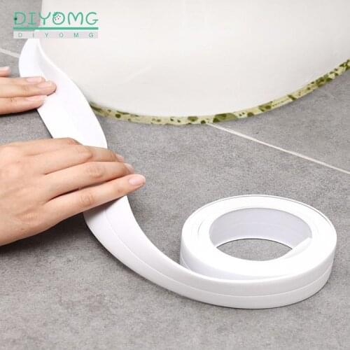 Kitchen Bathroom Shower Sink Bath Sealing Strip Tape PVC Waterproof Self adhesive Wall sticker Corner Door Seam Gap Sealing Tape