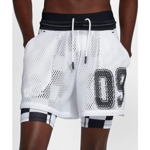 Summer Fashion Breathable Mesh Training Gym Fitness Mens Shorts 2 IN1 Double Gym Male Bodybuilding Sports Elasticity Shorts