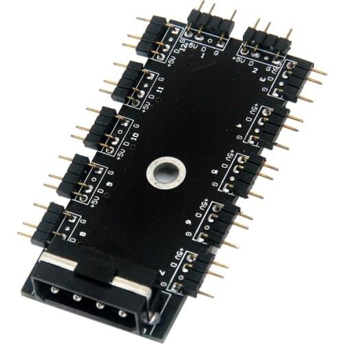 Motherboard AURA 5V 3Pin RGB Interface Synchronization RGB Hub, 10 Channel 5V RGB LED Distributor Hub IDE Power Supply