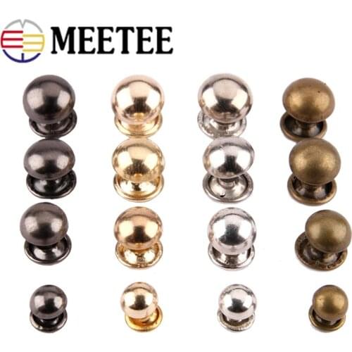 Meetee 100sets 6/8/9/10mm Double-sided Mushroom Rivet Installation Nail Rivet Buckles DIY Luggage Clothing Decoration Accessory