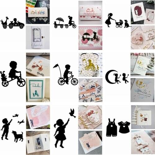 Baby Boys & Girls With Cart Clothes Metal Cutting Dies Stencil For DIY Scrapbooking Crafts Album Embossing Template 2020 New