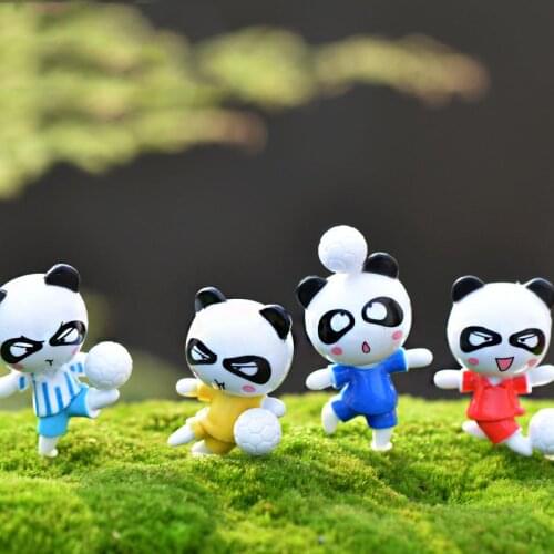 4PCS Panda Miniature Figurine Mini Christmas Figures Home Decoration Kawaii DIY Fairy Garden Ornaments Resin Craft Kids Toys