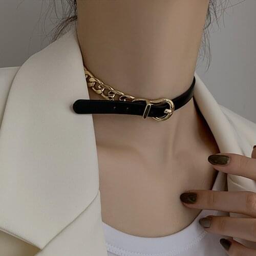 Fashion leather chain necklace, a two-wearing trendy personality collar, personality design sense bracelet, women