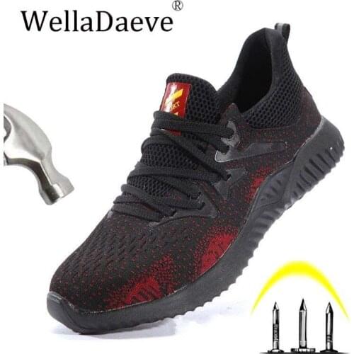 Mens Steel Toe Safety Shoes Lightweight Breathable Construction Protective Sneakers Puncture-Proof Work Footwear Boots For Men