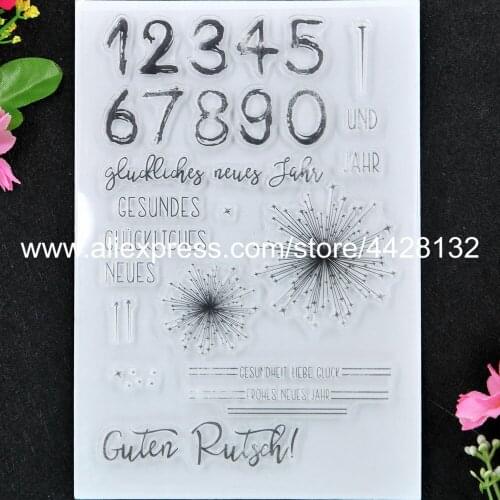 German gluckliches neues jahr guten rutsch Fireworks Scrapbook photo cards rubber stamp clear stamp transparent stamp 9052426