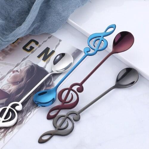New Creative Stirring Spoon Stainless Steel Coffee Spoon Shape Music Theme Tea Spoon Small Ice Cream Dessert Spoon Tableware