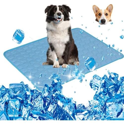 Pet Pad Summer Cooling Mat Dog Beds Mats Blue Pet Ice Pad Cool Cold Silk Moisture-Proof Cooler Mattress Cushion Puppy