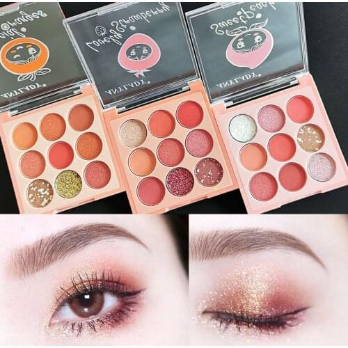 Makeup Stage Makeup Sequins 9 Color Eyeshadow Palette Net Red Nine Color Pearlescent Jelly Stage Makeup Eyeshadow Shadow Box