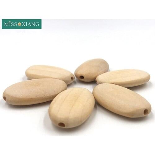 Flat Wooden Beads 10Pcs Wood Color Unfinished Geometric Wood Beads for Jewelry Making DIY Necklace Home Decoration Accessories