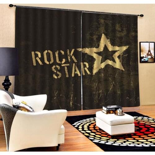 Custom curtains 3D Window Curtain Brown color character five stars print Luxury Blackout For Living Room