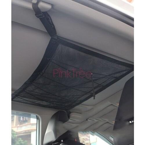 Car Ceiling Storage Net Pocket With Zipper Storage Bag Stowing Tidying For Toyota Land Cruiser 100 LC100 FJ100 For Lexus LX470