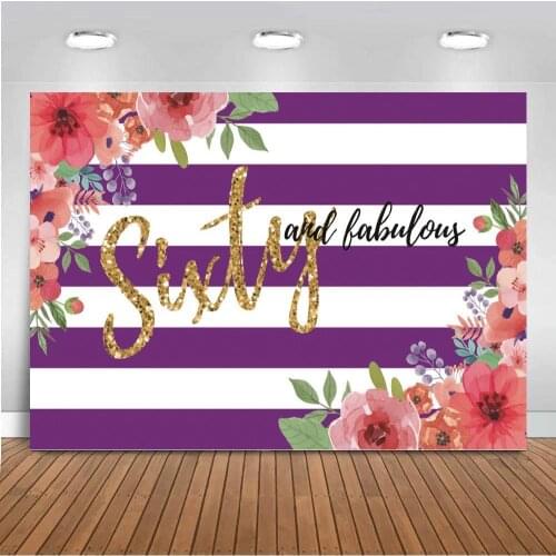 Happy Birthday Backdrop Red Floral Stripes Dots Birthday Photography Background Women Birthday Party Banner Backdrops