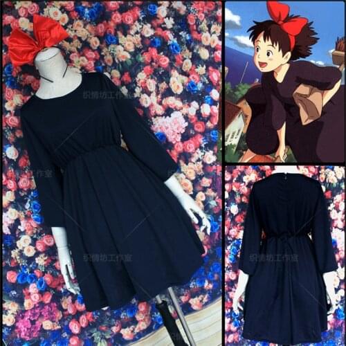 Kikis Delivery Service Kiki Cosplay Dress Party Cos Costume Full Set Dress+Headwear+Bag