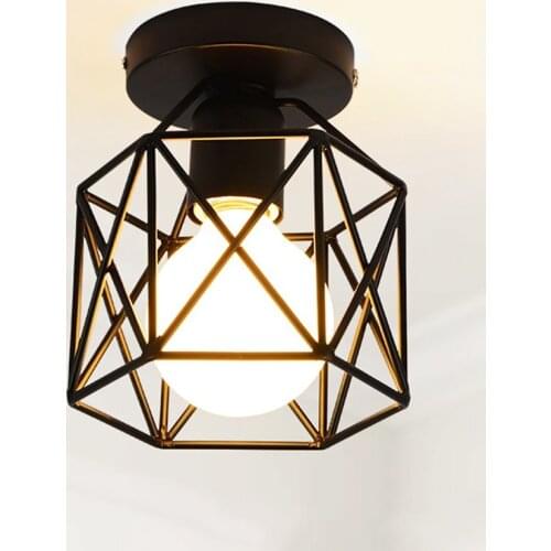 Modern Nordic Vintage Industrial Rustic Flush Mount Ceiling Light Black Metal Lamp Fixture Creative Retro Light Lamp Cafe Hotell
