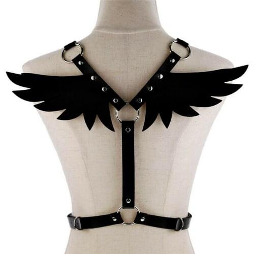 Women PU Leather Wings Belt Women BDSM Punk Shoulder Bondage Harness Belt restraints wrist cuffs