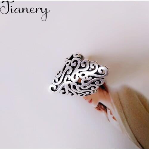 JIANERY Fashion Silver Color Large Flower Rings For Women Girls Statement Opening Finger Ring Jewelry Wholesale