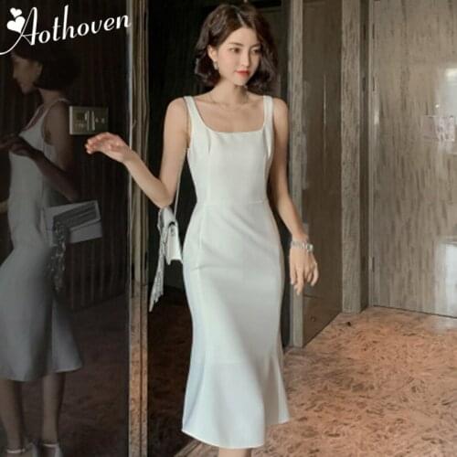 White Spaghetti Strapless High-end Women Dress Office Elegant Lady Vintage Bodycon Sexy Party Dress Holiday Dresses Vestidos