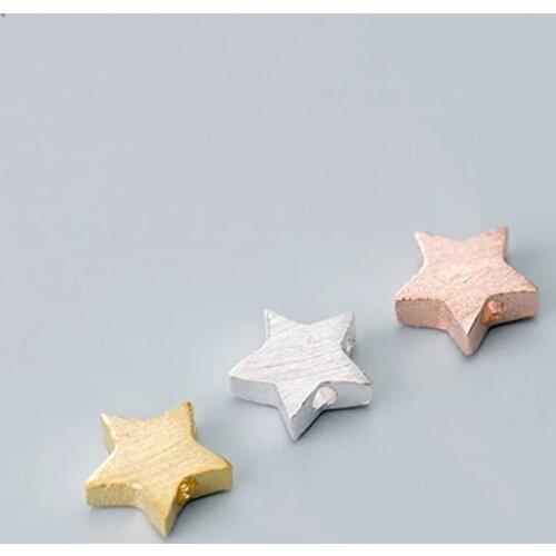 1pcs 925 Sterling Silver Electroplated Gold Drawing Star Spacer Beads DIY Jewelry 4.5mm 6.5mm Pretty S925 Silver Separator Beads