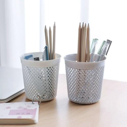 1PCS Simple Solid Color Plastic Hollow Pen Holder Storage Tube Makeup Brush Storage Makeup Brush Storage Tube Storage Box