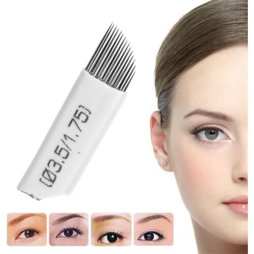 100xTattoo Microblading Needles 15 Pin Eyebrow Permanent Makeup Supplies