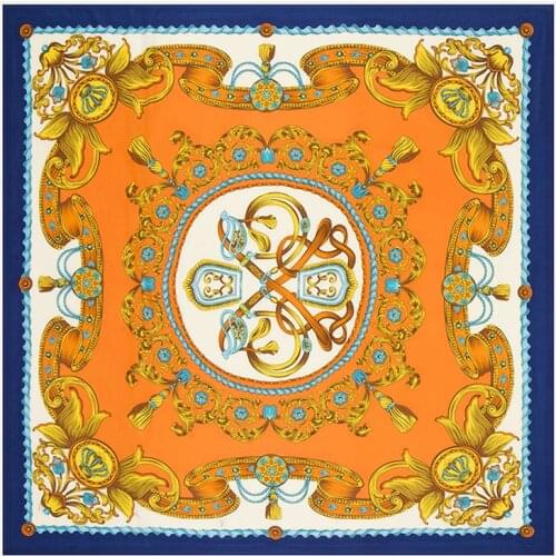 130CM Large Shawl Beach Luxury Brand Scarf Dress Female Twill Satin Scarf 100% Silk Bandana Sunscreen Towel Ladies Headscarf S64