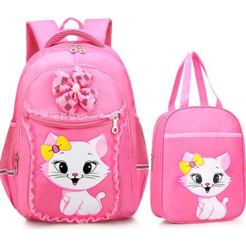 2pcs/set cute children school bags girls princess School bag Primary cartoon cat school backpacks kids backpack mochila escolar