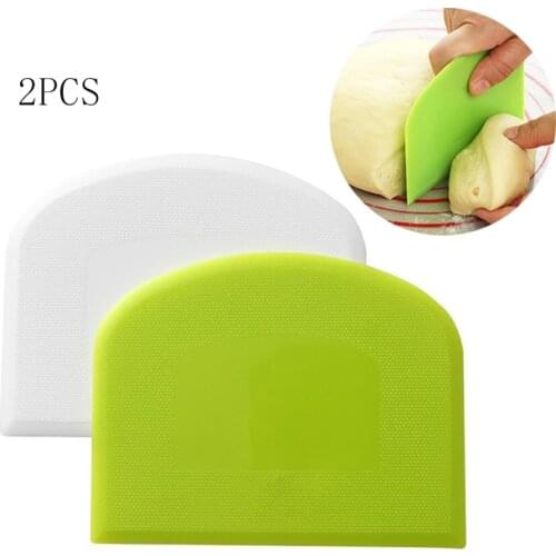 2 pcs Plastic Pastry Cutter Pizza Dough Scraper Cake Spatulas Tools Fondant White Trapezoid Bread Baker Butter Knife